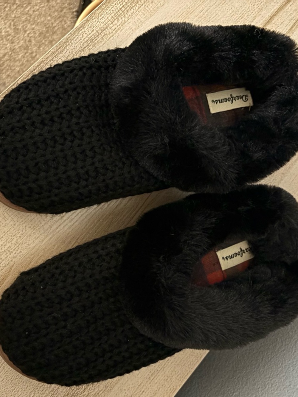 dearfoams black slipper with hard sole